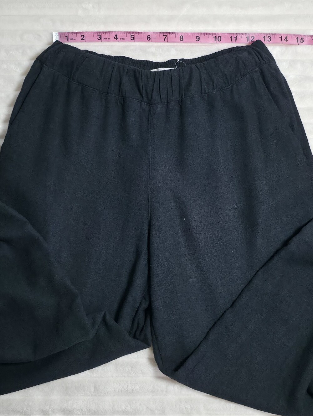 Abercrombie&Fitch Linen-Blend Wide Leg Pull-On Pants, Black, Elastic Waist, XS - Picture 7 of 10